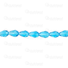 1102-3808-1254 - Glass Pressed Bead Pear Faceted 8x12mm Aquamarine 1.5mm hole 28\" String (app60pcs) 1102-3808-1254,montreal, quebec, canada, beads, wholesale