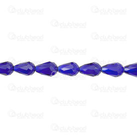 1102-3808-1258 - Glass Pressed Bead Pear Faceted 8x12mm Cobalt 1.5mm hole 28\" String (app60pcs) 1102-3808-1258,montreal, quebec, canada, beads, wholesale