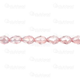 1102-3808-1276 - Glass Pressed Bead Pear Faceted 8x12mm Watery Pink AB 1.5mm hole 28" String (app45pcs) 1102-3808-1276,Beads,Glass,en ,montreal, quebec, canada, beads, wholesale