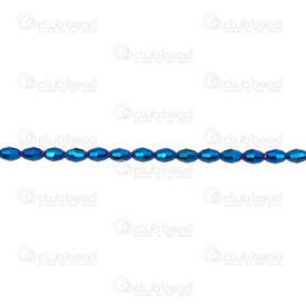 1102-3815-0556 - Bille de Verre Pressé Facetté Grain de Riz 3.5x5mm Bleu Métallique Corde 19.5po (app98pcs) 1102-3815-0556,Billes,Verre,Bleu,Bille,Facetted,Verre,Glass Pressed,3.5x5mm,Bicône,Grain de Riz,Bleu,Bleu,Métallique,Chine,montreal, quebec, canada, beads, wholesale
