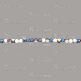 1102-3819-0206 - Glass Bead Round 3mm Opaque Half White-Full Coating Matt 0.5mm Hole (approx. 120pcs) 14" String 1102-3819-0206,glass beads 3mm,montreal, quebec, canada, beads, wholesale