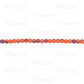 1102-3819-0208 - Verre Bille Rond 3mm Blanc Opaque Moitie Corail Rouge-Bleu Metallique Mat Trou 0.5mm (approx. 120pcs) Corde de 14 Pouces 1102-3819-0208,Corail,montreal, quebec, canada, beads, wholesale