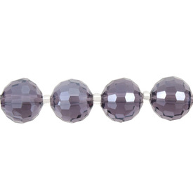 1102-3869-22 - Glass Pressed Bead Ball Faceted 12MM Purple 8'' String 1102-3869-22,montreal, quebec, canada, beads, wholesale