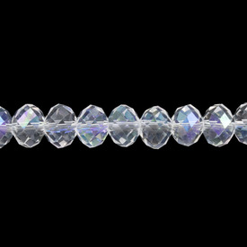 1102-3871-02 - Glass Pressed Bead Oval Faceted 7X10MM Crystal AB 16'' String 1102-3871-02,montreal, quebec, canada, beads, wholesale