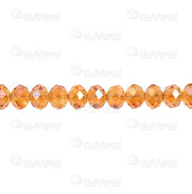 1102-3874-14AB - Bille de Verre Pressé Oval Facetté 6x8mm Orange feu AB Transparent Corde 17.5po (env72pcs) 1102-3874-14AB,montreal, quebec, canada, beads, wholesale