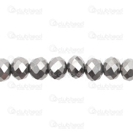 1102-3874-40 - glass press bead oval facetted 6x8mm silver 17.5” string (app72pcs) 1102-3874-40,Beads,Glass,Pressed,montreal, quebec, canada, beads, wholesale