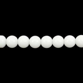 1102-3881-04 - Glass Pressed Bead Round 6MM White 16'' String 1102-3881-04,montreal, quebec, canada, beads, wholesale