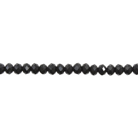 1102-3884-08 - Glass Bead Rondelle Faceted 4x3.5mm Black 16'' String 1102-3884-08,1102-3884-,montreal, quebec, canada, beads, wholesale