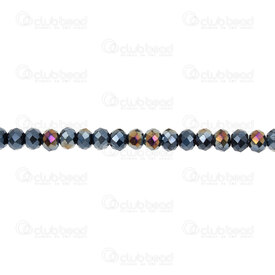 1102-3884-08AB - Bille Verre Oval Facetté 4.5x3.5mm Noir Trou 1mm Corde de 16 Pouces 1102-3884-08AB,montreal, quebec, canada, beads, wholesale