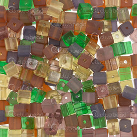 A-1102-4611-MIX2 - Bille de Verre Cubique Assortiment Taille-Couleur (approx.100gr) Republique Tcheque A-1102-4611-MIX2,Billes,Verre,Cubes,montreal, quebec, canada, beads, wholesale