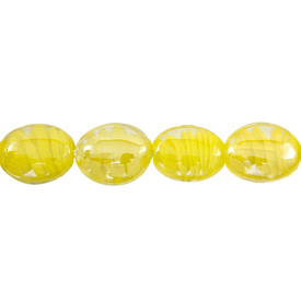 *1102-4833-08 - Glass Bead Oval With Spiraled Center 18X23MM Yellow 16'' String *1102-4833-08,Beads,Glass,Bead,Glass,Glass,18X23MM,Oval,With Spiraled Center,Yellow,China,16'' String,montreal, quebec, canada, beads, wholesale