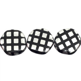 *1102-4902-02 - Glass Bead Free Form Round 19MM Black Square Labrador 10pcs String Czech Republic *1102-4902-02,Glass,Bead,Glass,Glass,19MM,Free Form,Free Form,Round,Mix,Black,Square Labrador,Czech Republic,Dollar Bead,10pcs String,montreal, quebec, canada, beads, wholesale