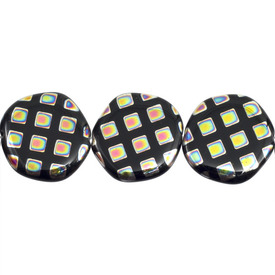 *1102-4902-04 - Glass Bead Free Form Round 19MM Black Square Vitrail 10pcs String Czech Republic *1102-4902-04,Beads,Glass,Metallic effect,Bead,Glass,Glass,19MM,Free Form,Free Form,Round,Mix,Black,Square Vitrail,Czech Republic,montreal, quebec, canada, beads, wholesale