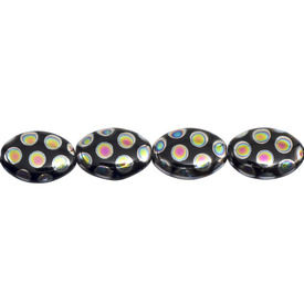 *1102-4920-04 - Glass Bead Oval 11X16MM Black Small Dots Vitrail 12pcs String Czech Republic *1102-4920-04,Beads,Glass,Metallic effect,Bead,Glass,Glass,11X16MM,Oval,Mix,Black,Small Dots Vitrail,Czech Republic,Dollar Bead,12pcs String,montreal, quebec, canada, beads, wholesale