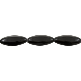 *1102-4990 - Glass Bead Oval 12X28MM Black 16'' String Czech Republic *1102-4990,montreal, quebec, canada, beads, wholesale
