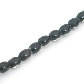 *1102-5514-12 - Plastic Bead Latex Oval 6X8MM Black Foiled Glass Center 16'' String *1102-5514-12,billes noir,16'' String,Bead,Latex,Plastic,Plastic,6X8MM,Oval,Black,Black,Foiled Glass Center,China,16'' String,montreal, quebec, canada, beads, wholesale