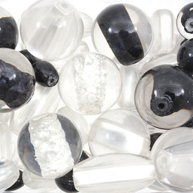 *1102-5599-02 - Bille de Plastique Latex Forme Assortie Dimension Assortie Noir/Blanc Cœur de verre 1 Boîte  Quantité Limitée! *1102-5599-02,Billes,montreal, quebec, canada, beads, wholesale