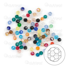1102-5810-MIX - Crystal Bead Stellaris Round 32 face faceted 4mm Mixed Color 98-100pcs 1102-5810-MIX,Facette 4mm,montreal, quebec, canada, beads, wholesale