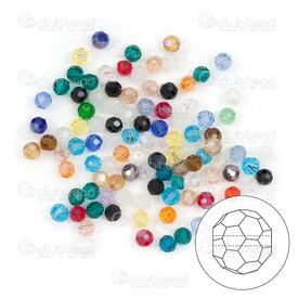 1102-5810-MIX - Crystal Bead Stellaris Round 32 face faceted 4mm Mixed Color 98-100pcs 1102-5810-MIX,stellaris CRISTAL 4mm,montreal, quebec, canada, beads, wholesale