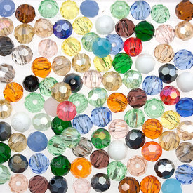 1102-5812-MIX - Crystal Bead Stellaris Round 32 face faceted 6mm Mixed Color 98-100pcs 1102-5812-MIX,1102-5812,montreal, quebec, canada, beads, wholesale