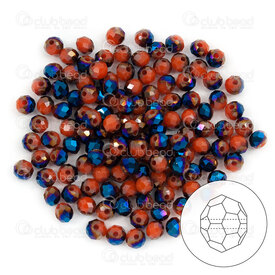 1102-5833-80 - crystal bead stellaris oval facetted 3.5x4mm red coral-metallic blue approx. 135pcs 1102-5833-80,facette,montreal, quebec, canada, beads, wholesale