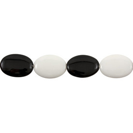 *1102-5900 - Glass Bead Oval 18X25MM Black and White Mix 16'' String *1102-5900,Bead,Glass,Glass,18X25MM,Oval,Mix,Mix,Black and White,China,16'' String,montreal, quebec, canada, beads, wholesale
