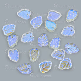 1102-5912 - Czekh Glass Charm Leaf 14x10.5x4mm Crystal AB 1.2mm hole 20pcs 1102-5912,New Products,montreal, quebec, canada, beads, wholesale