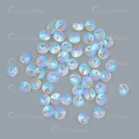 1102-5913-06AB - Czekh Glass Rivoli Round 6x3mm Crystal AB 1mm hole 50pcs 1102-5913-06AB,Beads,Glass,montreal, quebec, canada, beads, wholesale