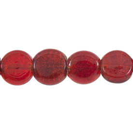 *1102-6100-04 - Glass Bead Silver Dust Round 13MM Red 16'' String India *1102-6100-04,montreal, quebec, canada, beads, wholesale