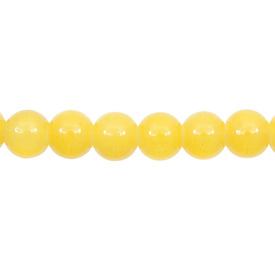 *1102-6212-20 - Glass Bead Round 8MM Glossy Yellow 16'' String *1102-6212-20,montreal, quebec, canada, beads, wholesale