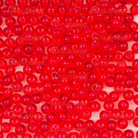 1102-6213-0410 - Bille de Verre Pressé Rond 4mm Rouge Transparent Libre (approx. 900pcs) 1Sac 100gr 1102-6213-0410,100,montreal, quebec, canada, beads, wholesale