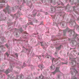 1102-6213-0602 - Glass Bead Round 6mm Pink Transparent Loose (approx. 300pcs) 100gr 1bag 1102-6213-0602,Beads,Glass,Pressed,montreal, quebec, canada, beads, wholesale