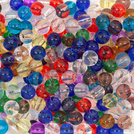 1102-6213-06MIX4 - Bille de Verre Pressé Rond 6mm Couleur Transparent Mix 200pcs 1102-6213-06MIX4,verre presse 6mm,montreal, quebec, canada, beads, wholesale