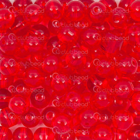 1102-6213-0810 - Bille de Verre Pressé Rond 8mm Rouge Transparent Libre (approx. 150pcs) 1Sac 100gr 1102-6213-0810,100,montreal, quebec, canada, beads, wholesale