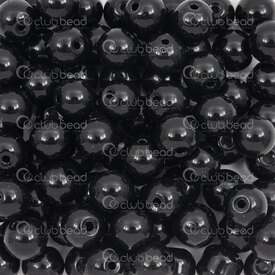 1102-6213-0830 - Bille de Verre Pressé Rond 8mm Noir Lustre Libre (approx. 150pcs) 1Sac 100gr 1102-6213-0830,billes noir,montreal, quebec, canada, beads, wholesale