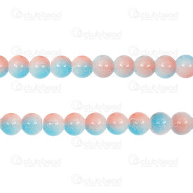 1102-6214-08108 - Bille de Verre Pressé Rond 8mm Moitie Bleu-Orange Corde de 30 pouces (app. 90pcs) 1102-6214-08108,Corde bleu verre,montreal, quebec, canada, beads, wholesale