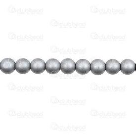 1102-6214-0856 - Glass Bead Round 8mm Opaque Silver Matt 1mm Hole (approx.40pcs) 16" String 1102-6214-0856,Beads,Glass,montreal, quebec, canada, beads, wholesale