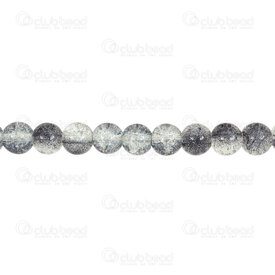 1102-6214-0866 - Glass Bead Round 8mm Cracked Dark Grey-White (approx. 96pcs) 32'' String 1102-6214-0866,bille gris,montreal, quebec, canada, beads, wholesale