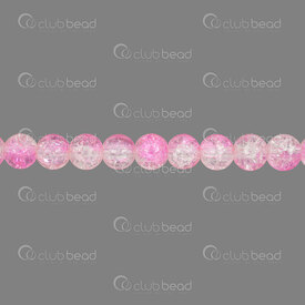1102-6214-0868 - Glass Bead Round 8mm Cracked Pink-White (approx. 96pcs) 32'' String 1102-6214-0868,96,montreal, quebec, canada, beads, wholesale