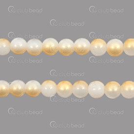 1102-6214-0876 - Glass Bead Round 8mm Half White-Gold 30in String (app. 90pcs) 1102-6214-0876,1102-6214,montreal, quebec, canada, beads, wholesale