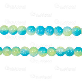 1102-6214-0894 - Pale Glass Bead Round 8mm Cracked Blue-Yellow 32in String (approx.96pcs) 1102-6214-0894,Beads,Glass,Pressed,montreal, quebec, canada, beads, wholesale