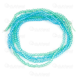1102-6214-F-02MIX2 - Bille de Verre Rond Facetté 2mm Bleu-Vert 2 x Corde de 14 pouces 1102-6214-F-02MIX2,1102,montreal, quebec, canada, beads, wholesale