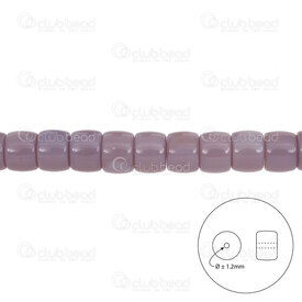 1102-6220-0906 - Glass Bead Cylinder 6x8.5mm Light Mauve 1.2mm hole 15.5in String (approx. 55pcs) 1102-6220-0906,Bille  verres cylindre,montreal, quebec, canada, beads, wholesale