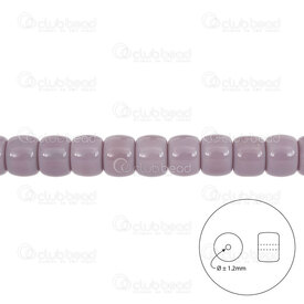 1102-6220-0910 - Glass Bead Cylinder 6x8.5mm Light Opale Mauve 1.2mm hole 15.5in String (approx. 55pcs) 1102-6220-0910,Opales,montreal, quebec, canada, beads, wholesale