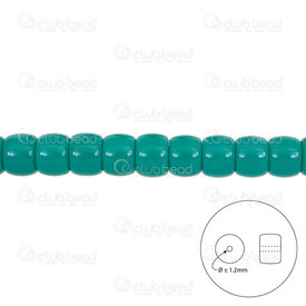 1102-6220-0914 - Bille de Verre Cylindre 6x8.5mm Vert Aqua Trou 1.2mm Corde 15.5po (approx. 55pcs) 1102-6220-0914,bille vert,montreal, quebec, canada, beads, wholesale