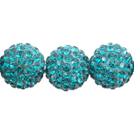 *1102-6400-04 - Bille Shamballa Rond 12MM Turquoise 5pcs *1102-6400-04,montreal, quebec, canada, beads, wholesale