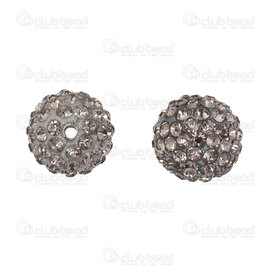 1102-6402-30 - Shamballa Bead Round 11mm grey with crystal stone 10pcs 1102-6402-30,11m,montreal, quebec, canada, beads, wholesale