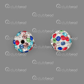 1102-6402-MIX - Métal Bille Shamballa Rond 10MM Couleur Assortie 5pcs 1102-6402-MIX,1102-6402,montreal, quebec, canada, beads, wholesale