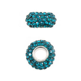1102-6440-04 - Shamballa Bead European Style Oval Stainless Steel 304 App. 13mm Turquoise Large Hole 2pcs 1102-6440-04,Bead,European Style,Glass,Shamballa,App. 13mm,Round,Oval,Stainless Steel 304,Blue,Turquoise,Large Hole,China,2pcs,montreal, quebec, canada, beads, wholesale