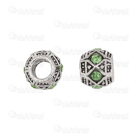 1102-6440-46 - metal shamballa bead Europeen style round 10X9mm green 5pcs ?? 1102-6440-46,montreal, quebec, canada, beads, wholesale